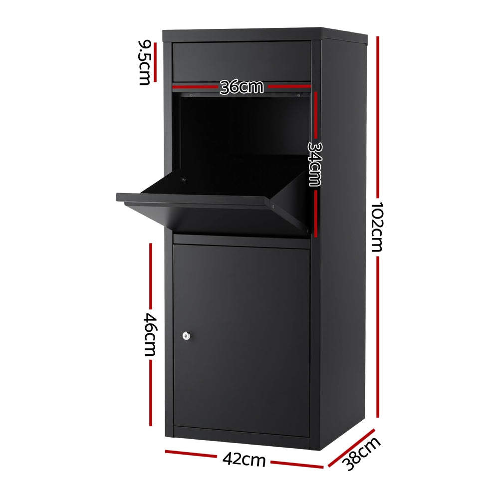 Gardeon Parcel Letterbox Drop Box Package Mailbox Black Gardeon