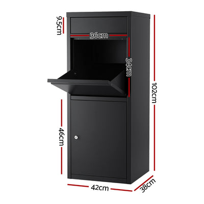 Gardeon Parcel Letterbox Drop Box Package Mailbox Black