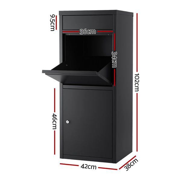 Gardeon Parcel Letterbox Drop Box Package Mailbox Black Gardeon