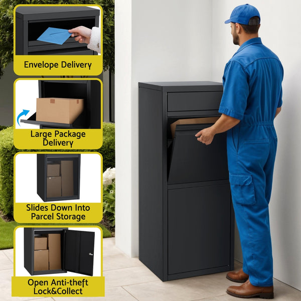 Gardeon Parcel Letterbox Drop Box Package Mailbox Black Gardeon