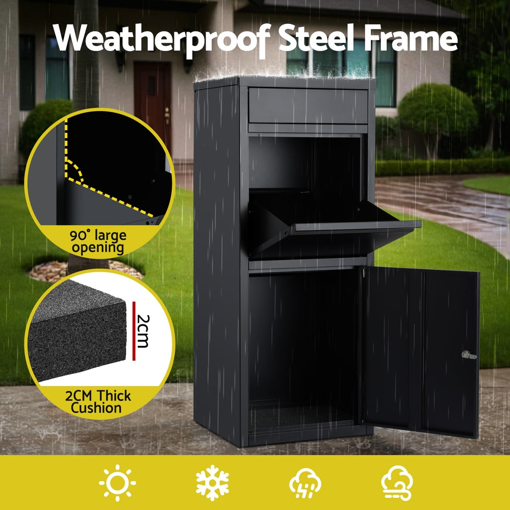 Gardeon Parcel Letterbox Drop Box Package Mailbox Black Gardeon