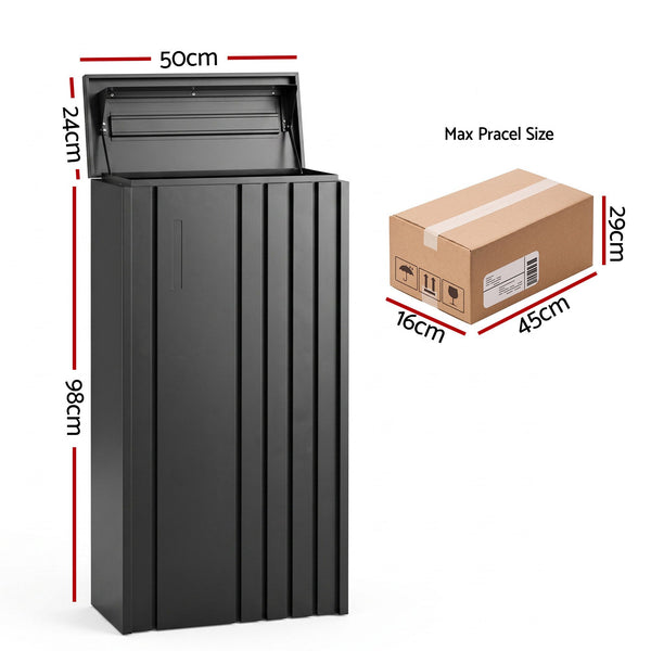 Gardeon Parcel Letterbox Drop Box Package Slot MailBox Black Awezingly