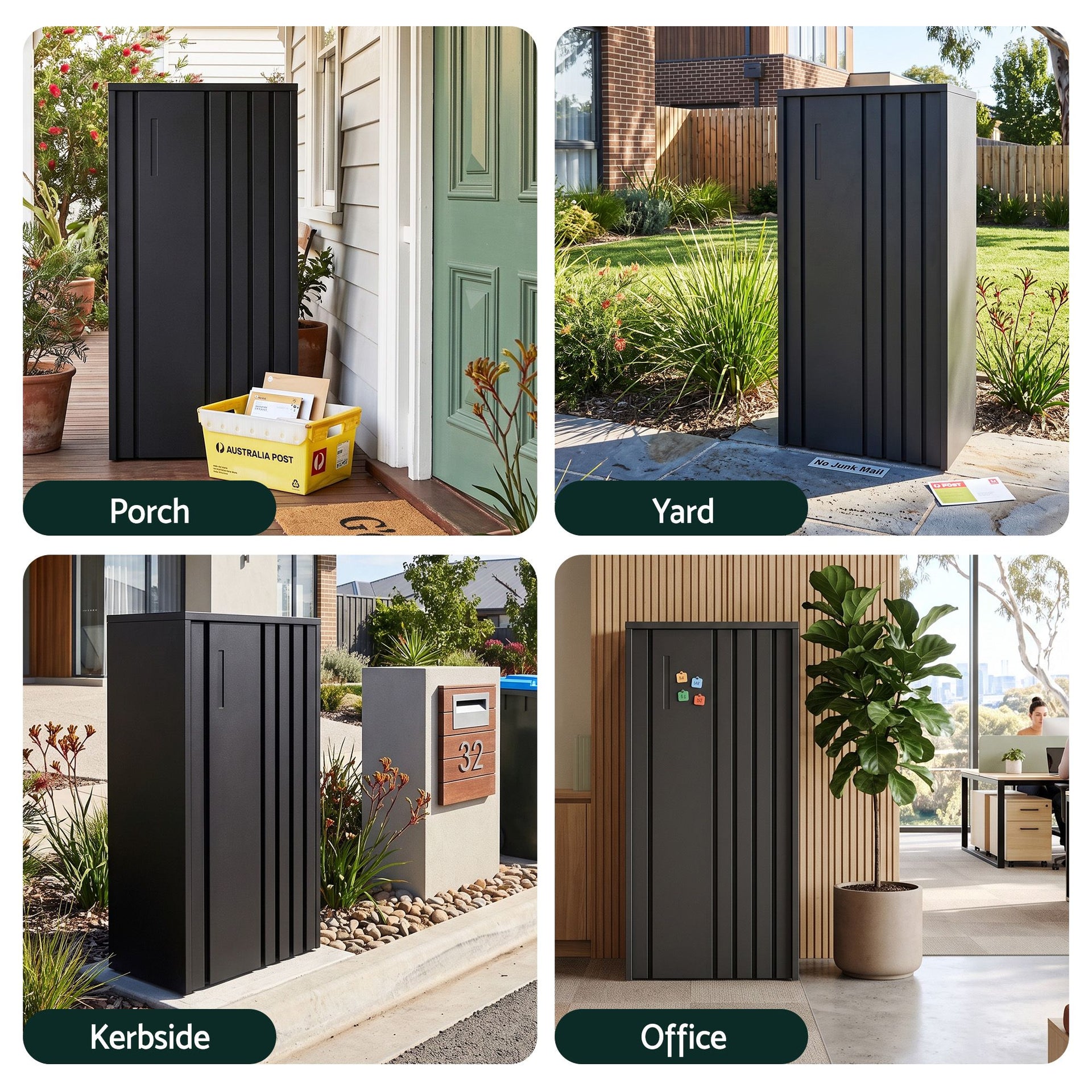 Gardeon Parcel Letterbox Drop Box Package Slot MailBox Black Awezingly