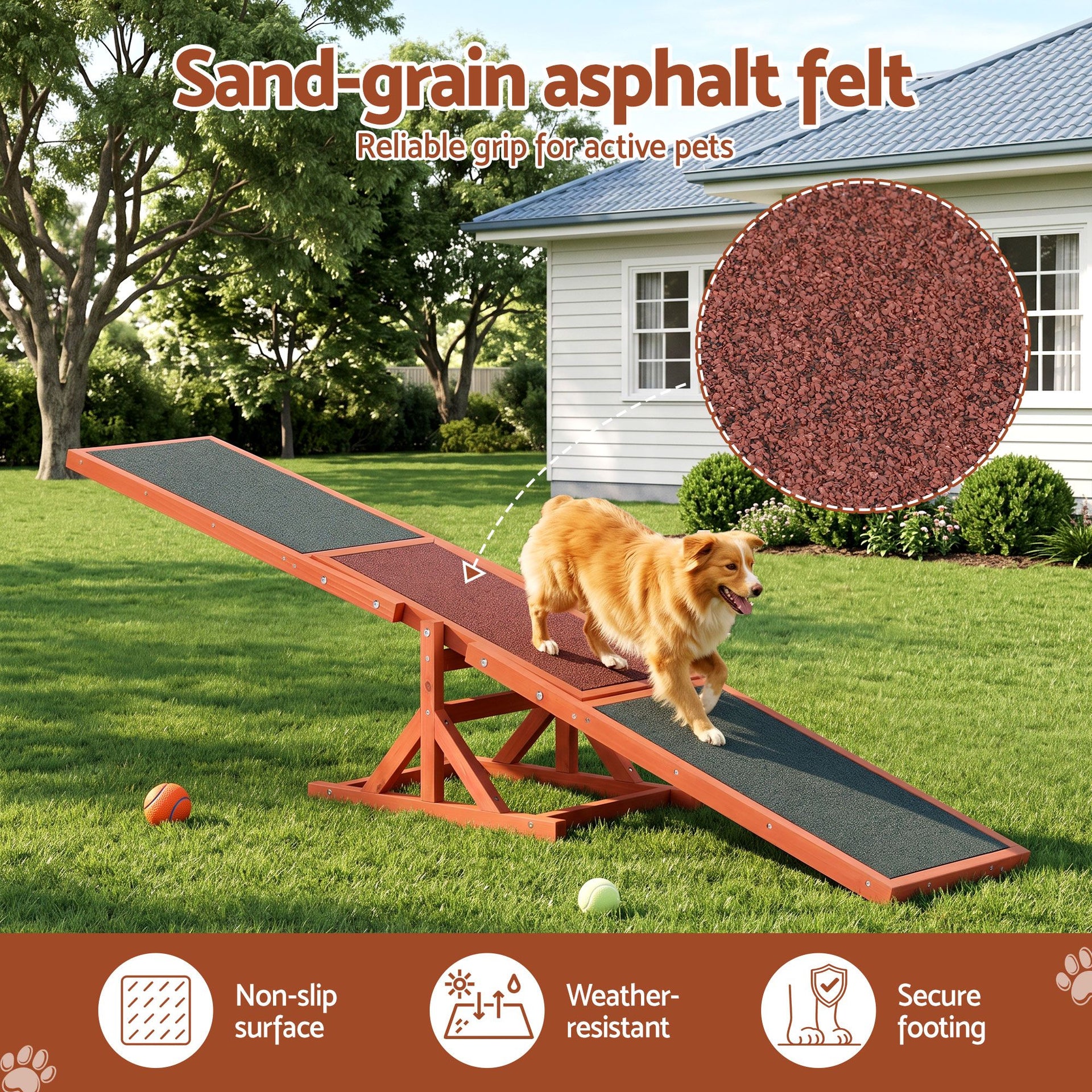 i.Pet Dog Agility Equipment Pet Seesaw Obedience Training Puppy Obstacle Outdoor Play 180cm Awezingly