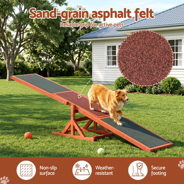 i.Pet Dog Agility Equipment Pet Seesaw Obedience Training Puppy Obstacle Outdoor Play 180cm Awezingly