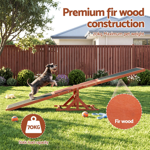 i.Pet Dog Agility Equipment Pet Seesaw Obedience Training Puppy Obstacle Outdoor Play 180cm Awezingly