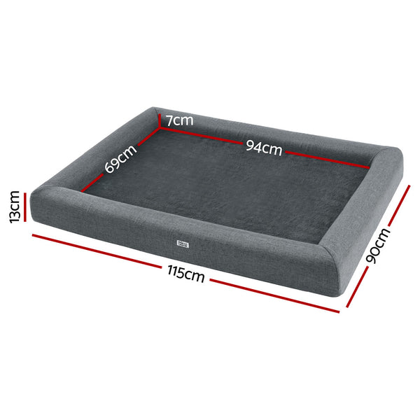 i.Pet Pet Bed Dog Cat Extra Large Calming Soft Sofa Cushion Egg Crate Washable Grey i.Pet