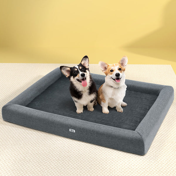 i.Pet Pet Bed Dog Cat Extra Large Calming Soft Sofa Cushion Egg Crate Washable Grey i.Pet