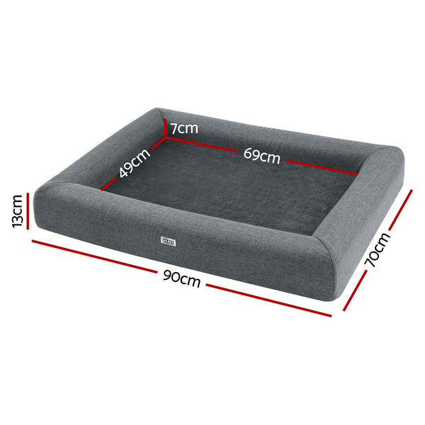 i.Pet Pet Bed Dog Cat Large Calming Soft Sofa Cushion Egg Crate Washable Grey i.Pet