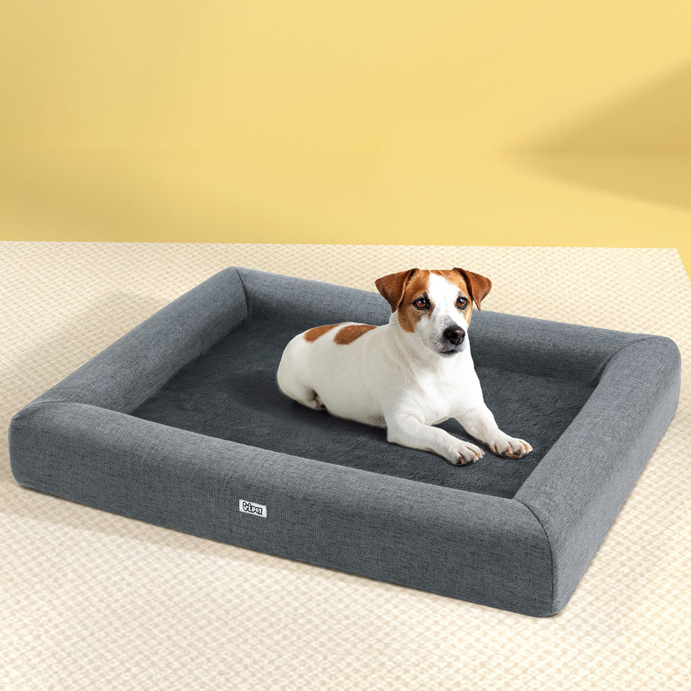 i.Pet Pet Bed Dog Cat Large Calming Soft Sofa Cushion Egg Crate Washable Grey i.Pet