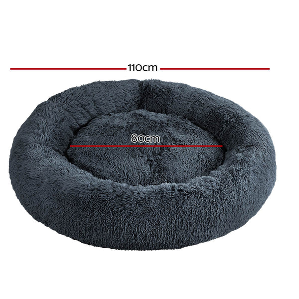 i.Pet Pet Bed Dog Cat 110cm Calming Extra Large Soft Plush Dark Grey i.Pet