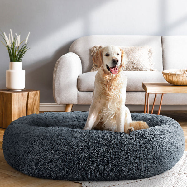 i.Pet Pet Bed Dog Cat 110cm Calming Extra Large Soft Plush Dark Grey i.Pet
