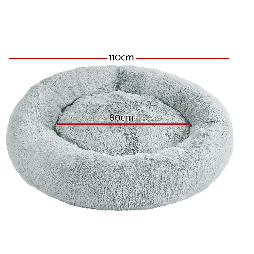 i.Pet Pet Bed Dog Cat 110cm Calming Extra Large Soft Plush Light Grey i.Pet
