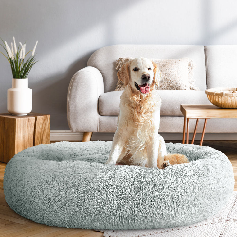 i.Pet Pet Bed Dog Cat 110cm Calming Extra Large Soft Plush Light Grey i.Pet