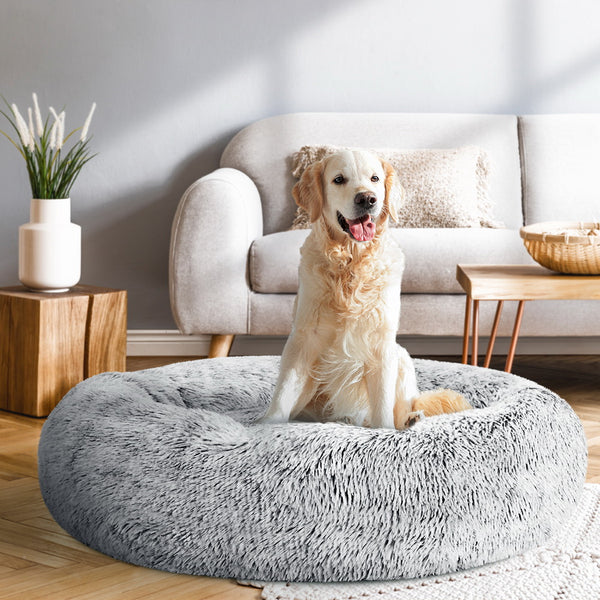 i.Pet Pet Bed Dog Cat 90cm Large Calming Soft Plush Light Charcoal i.Pet
