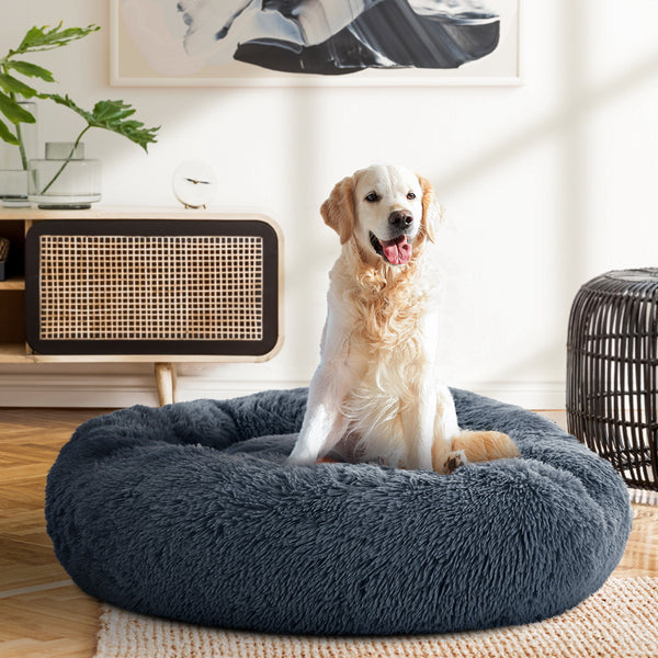 i.Pet Pet Bed Dog Cat 90cm Large Calming Soft Plush Bed Dark Grey i.Pet
