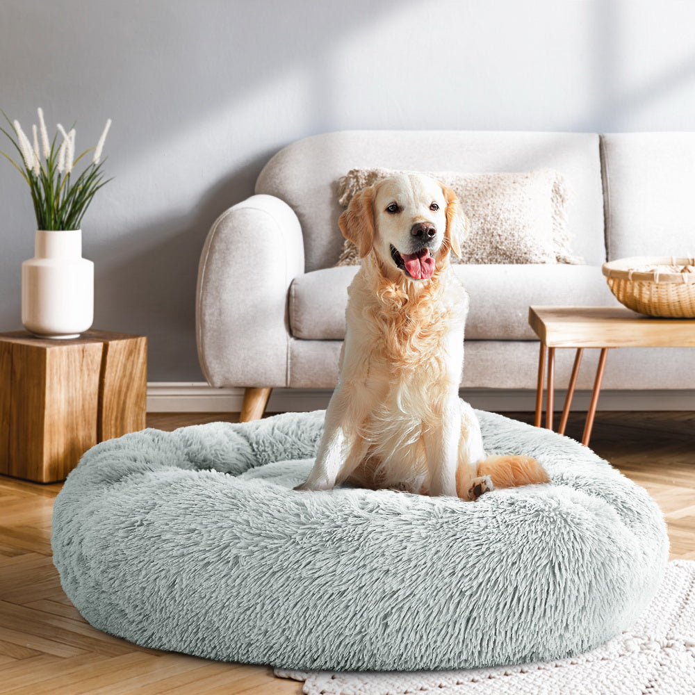i.Pet Pet Bed Dog Cat 90cm Large Calming Soft Plush Light Grey i.Pet