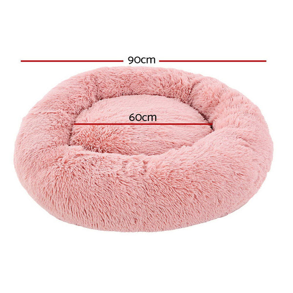 i.Pet Pet Bed Dog Cat 90cm Large Calming Soft Plush Pink i.Pet