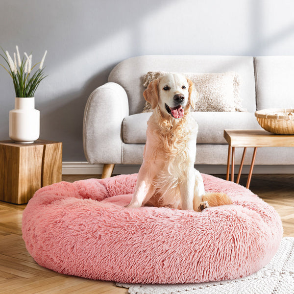 i.Pet Pet Bed Dog Cat 90cm Large Calming Soft Plush Pink i.Pet