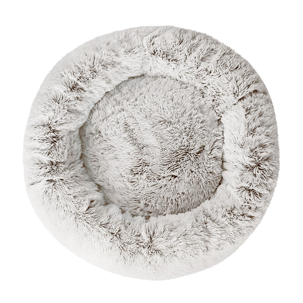 i.Pet Pet Bed Dog Cat 90cm Large Calming Soft Plush White Brown i.Pet