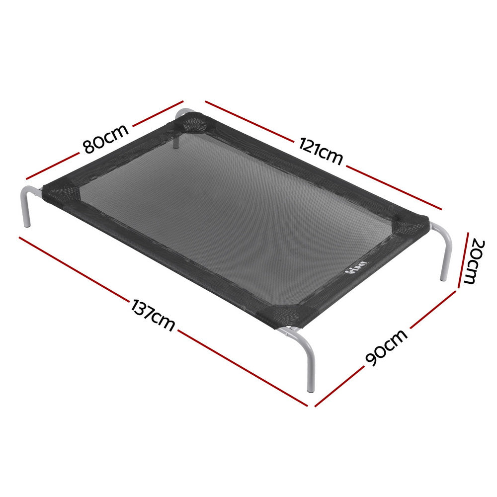 i.Pet Pet Dog Bed Elevated Trampoline Durable Raised Heavy Duty Large Dogs 90x137cm Black Awezingly