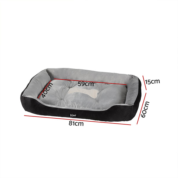 i.Pet Pet Bed Dog Cat Calming Soft Sleeping Comfy Plush Mat Cave Washable Black i.Pet