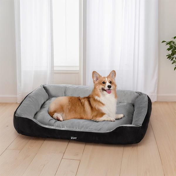 i.Pet Pet Bed Dog Cat Calming Soft Sleeping Comfy Plush Mat Cave Washable Black i.Pet