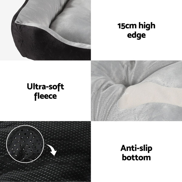 i.Pet Pet Bed Dog Cat Calming Soft Sleeping Comfy Plush Mat Cave Washable Black i.Pet