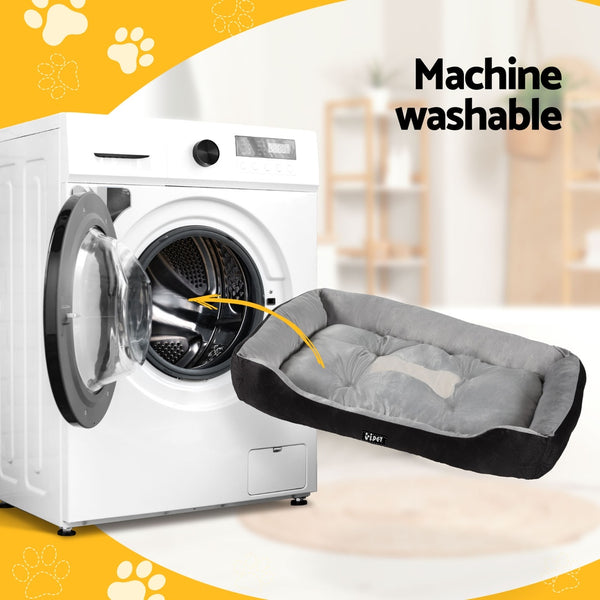 i.Pet Pet Bed Dog Cat Calming Soft Sleeping Comfy Plush Mat Cave Washable Black i.Pet