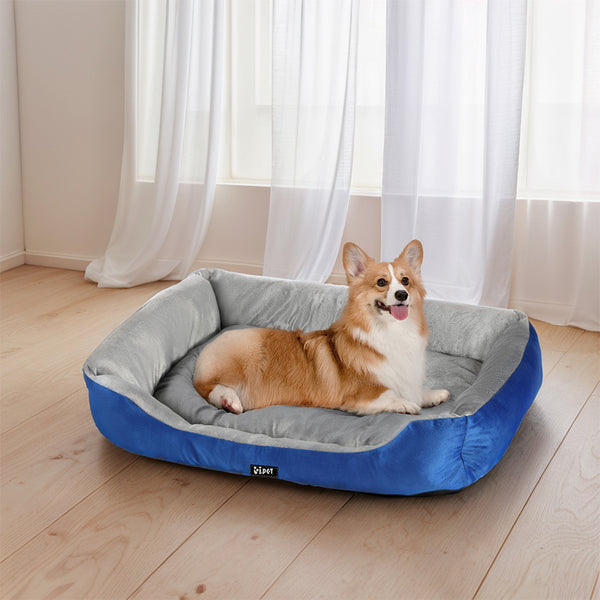 i.Pet Pet Bed Dog Cat Calming Soft Mat Sleeping Comfy Plush Cave Washable Blue i.Pet