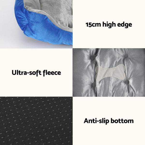 i.Pet Pet Bed Dog Cat Calming Soft Mat Sleeping Comfy Plush Cave Washable Blue i.Pet