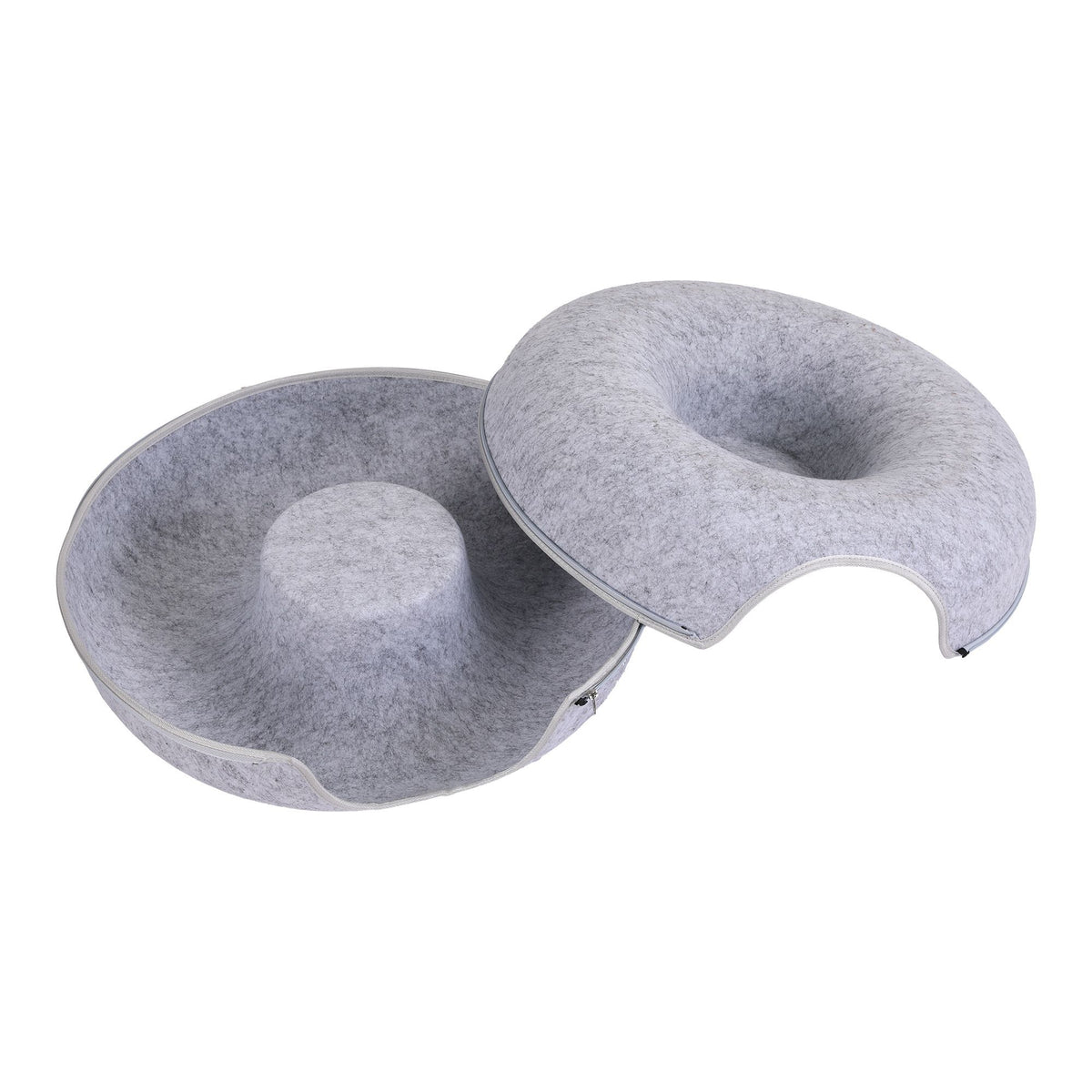 i.Pet Cat Bed with Tunnel 60x28CM Donut Felt Cave Hideaway Detachable Grey Awezingly