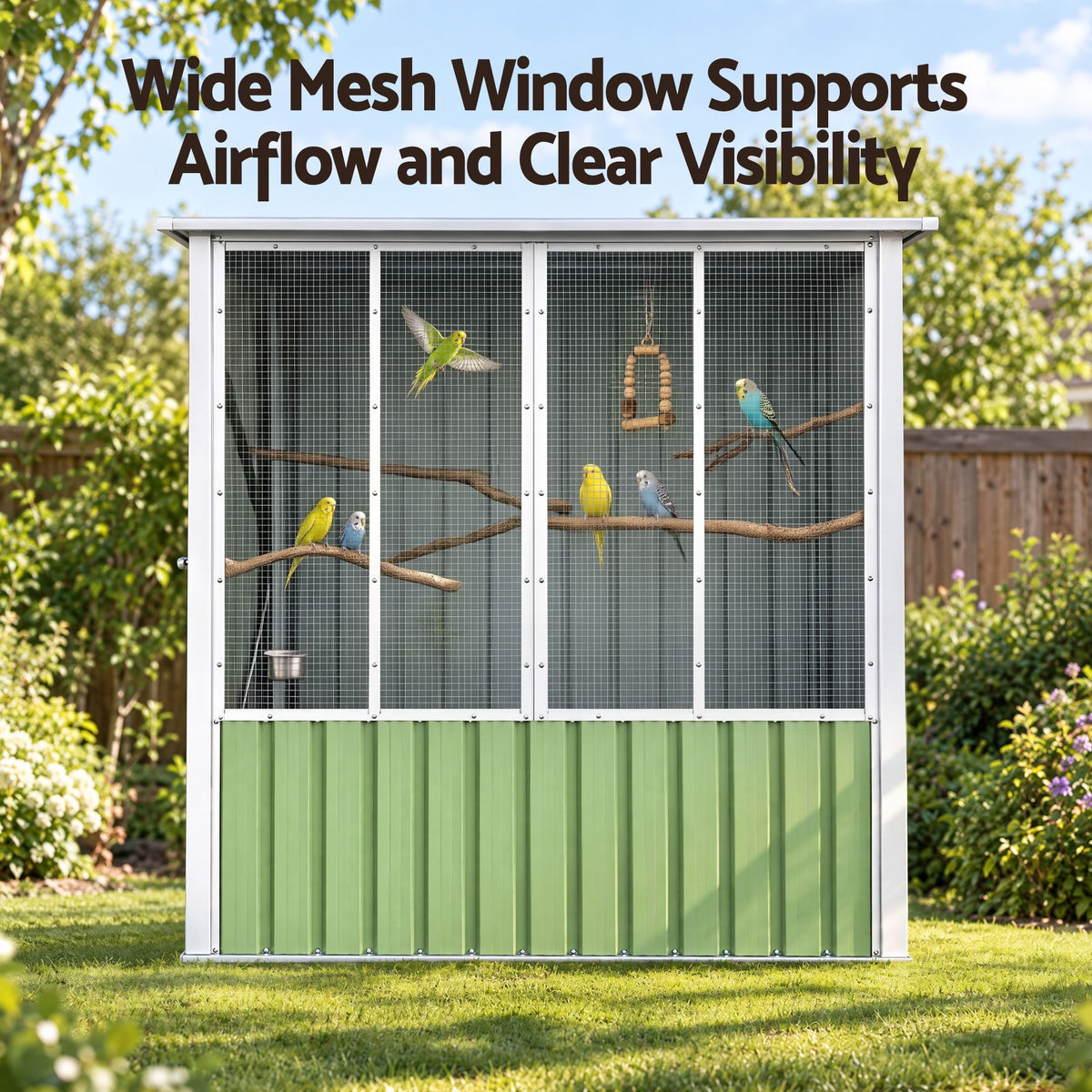 i.Pet Bird Cage Outdoor Aviary 180cm Walk In Access Galvanised Metal Green Awezingly