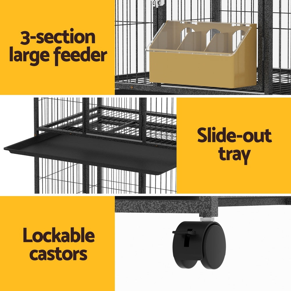 i.Pet Bird Cage Large Bird Cages Aviary Budgie Perch Cage Parrot Pet Stand Wheels i.Pet