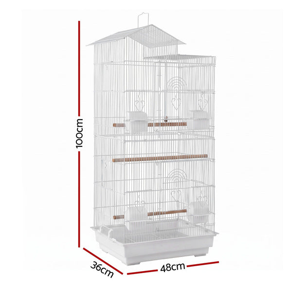 i.Pet 100cm Bird Cage Aviary Parrot Budgie White Awezingly