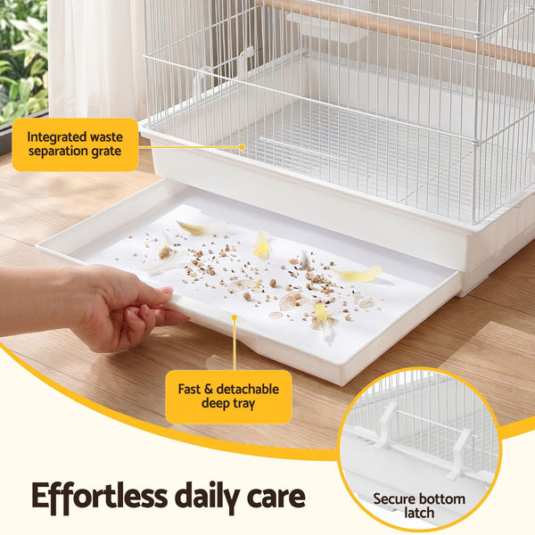 i.Pet 100cm Bird Cage Aviary Parrot Budgie White Awezingly