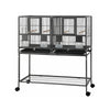 i.Pet 106cm 2-in-1 Bird Cage Aviary with Divider Parrot Budgie Wheels Black