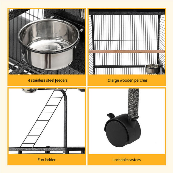 i.Pet Bird Cage Large Cages 155cm Parrot Aviary Stand-Alone Budgie Wheels Castor i.Pet