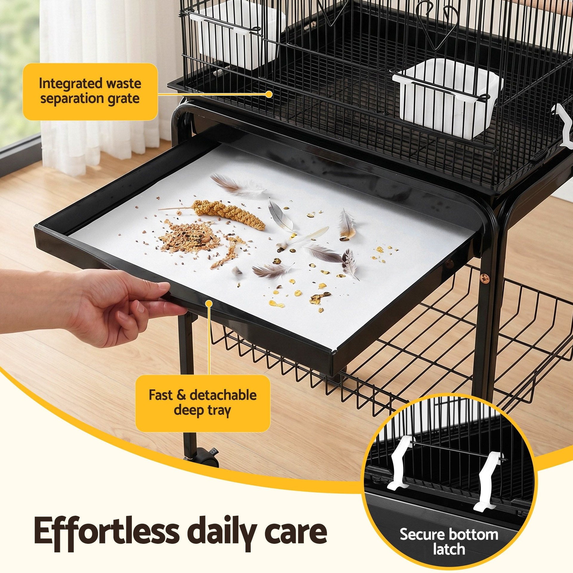 i.Pet 158cm Bird Cage Aviary Parrot Budgie Stand Wheels Black Awezingly