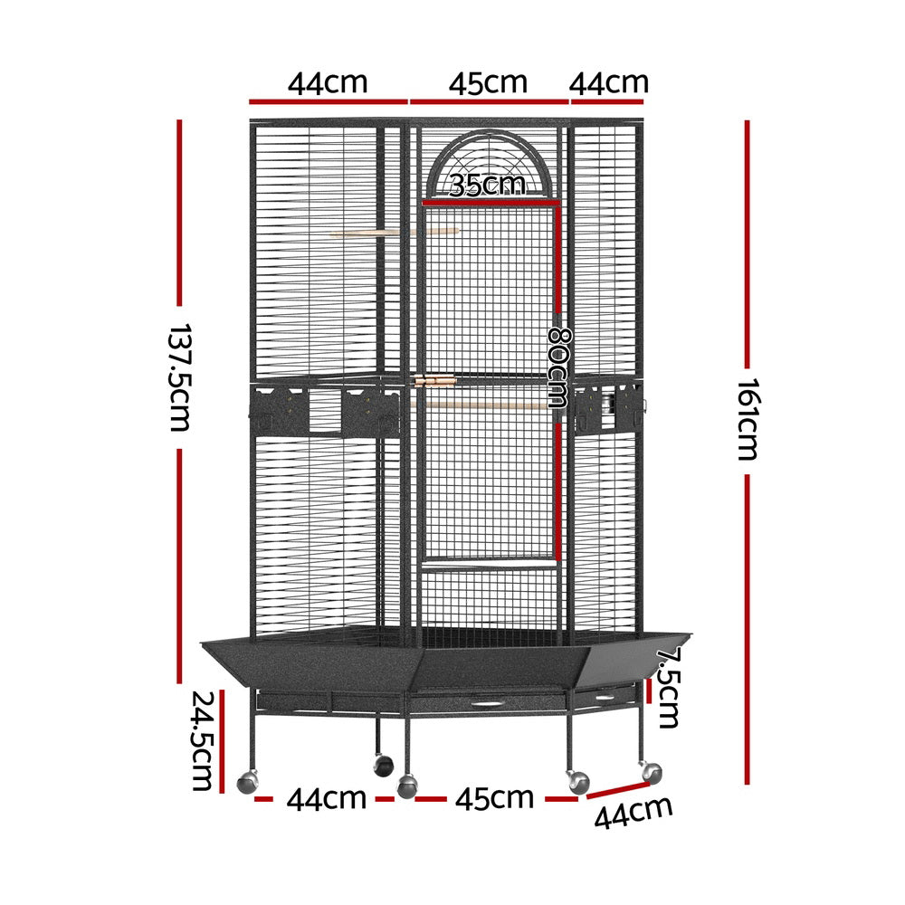 i.Pet Bird Cage Large Jumbo Aviary Budgie Perch Cage Parrot Stand Wheels Corner i.Pet