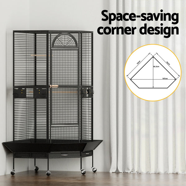 i.Pet Bird Cage Large Jumbo Aviary Budgie Perch Cage Parrot Stand Wheels Corner i.Pet