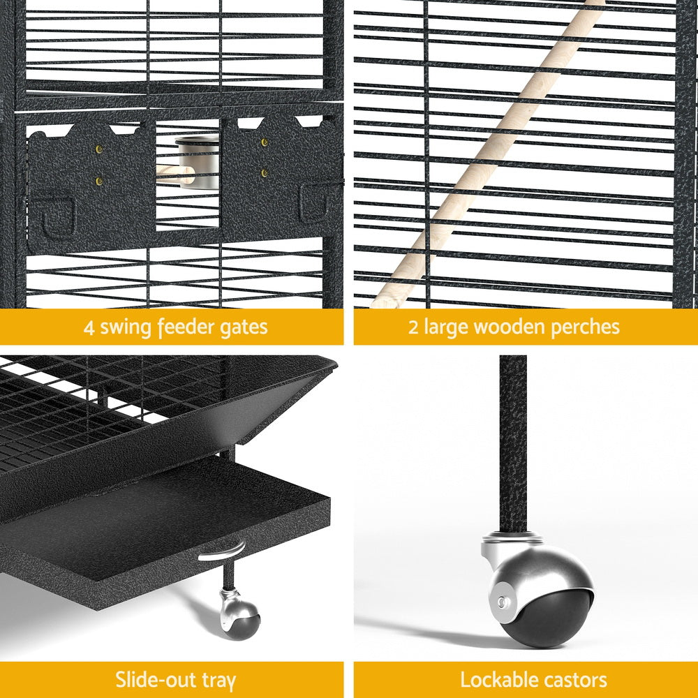 i.Pet Bird Cage Large Jumbo Aviary Budgie Perch Cage Parrot Stand Wheels Corner i.Pet