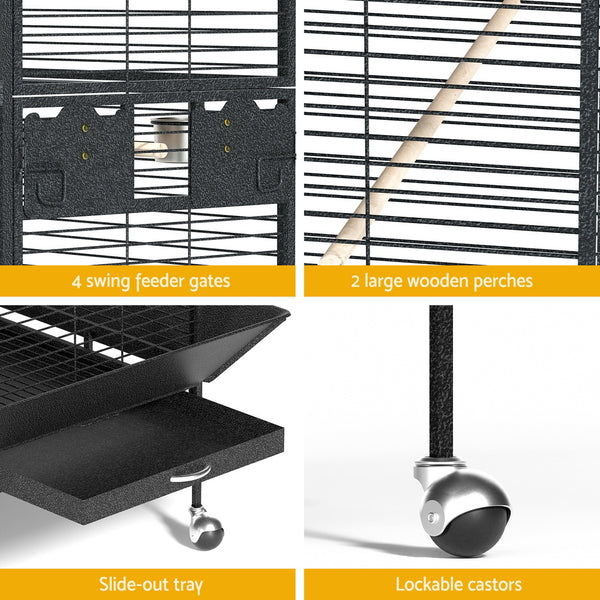 i.Pet Bird Cage Large Jumbo Aviary Budgie Perch Cage Parrot Stand Wheels Corner i.Pet