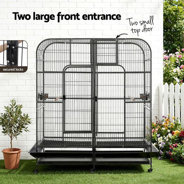 i.Pet Bird Cage Extra Large Aviary 185cm Pet Parrot Cage Castor Wheel Removable Divider Awezingly