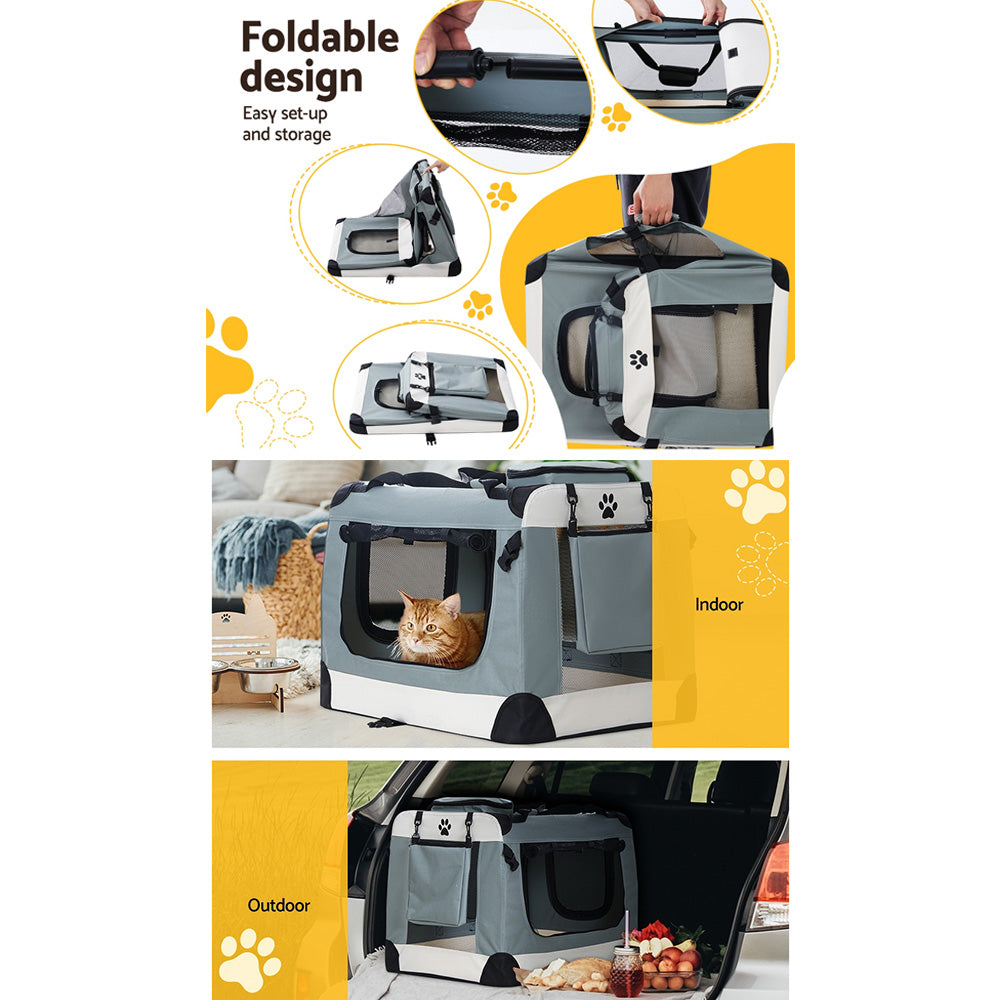 i.Pet Pet Carrier Soft Crate Dog Cat Travel 90x61CM Portable Foldable Car 2XL i.Pet