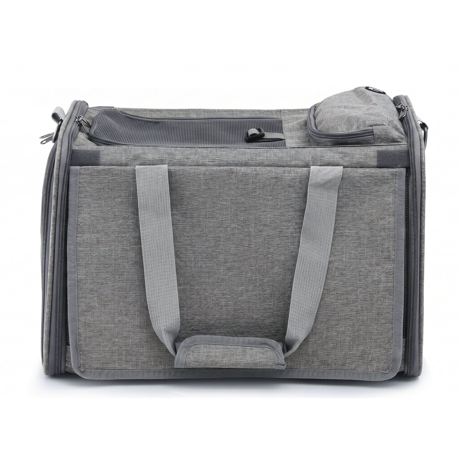 i.Pet Pet Carrier Bag Foldable Dog Cat Durable Crate Travel Cage Portable Car Kennel Grey Awezingly