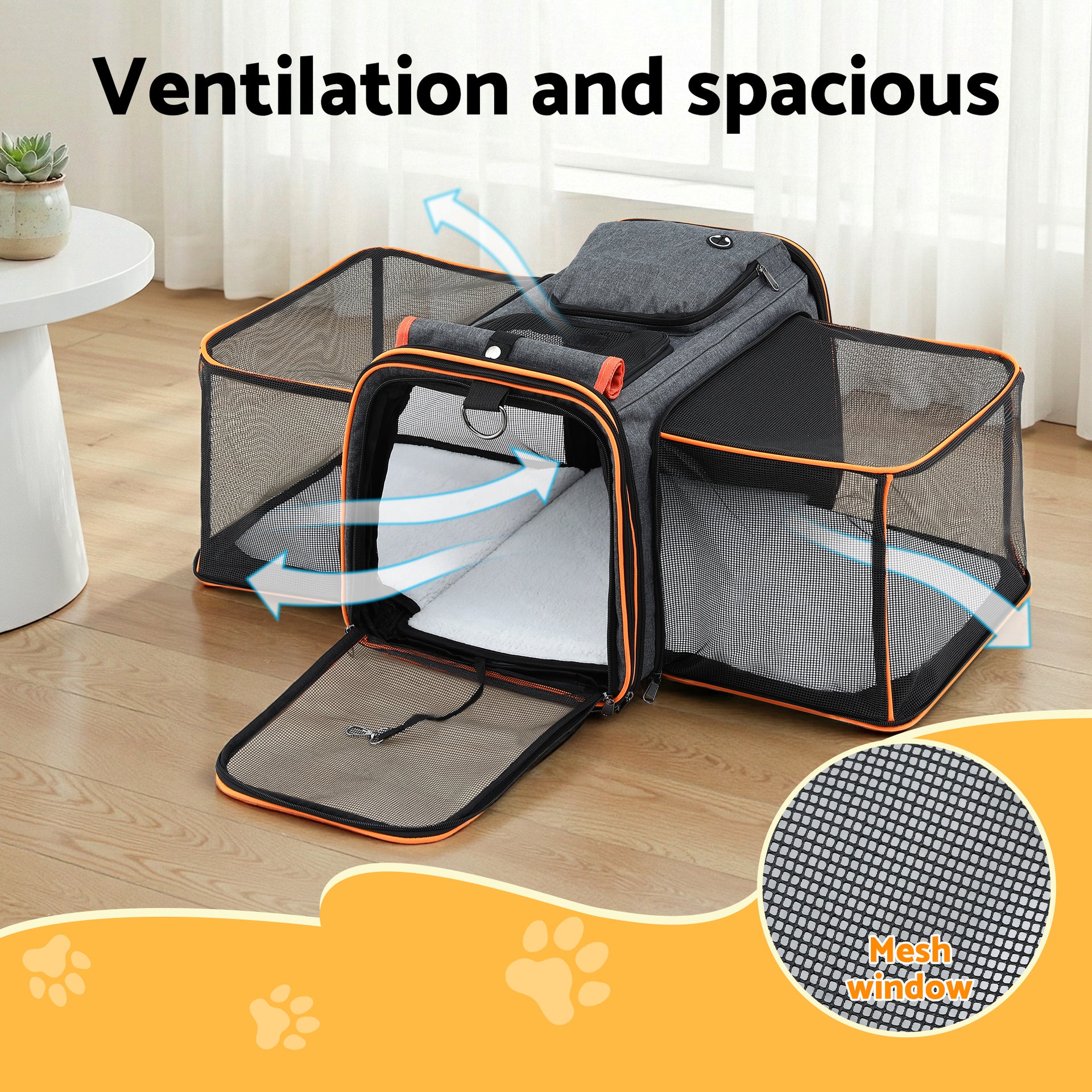 i.Pet Pet Carrier Bag Foldable Expandable Dog Cat Travel Cage Portable Car Kennel Awezingly