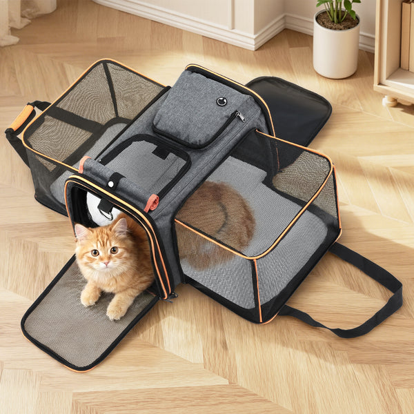 i.Pet Pet Carrier Bag Foldable Expandable Dog Cat Travel Cage Portable Car Kennel Awezingly