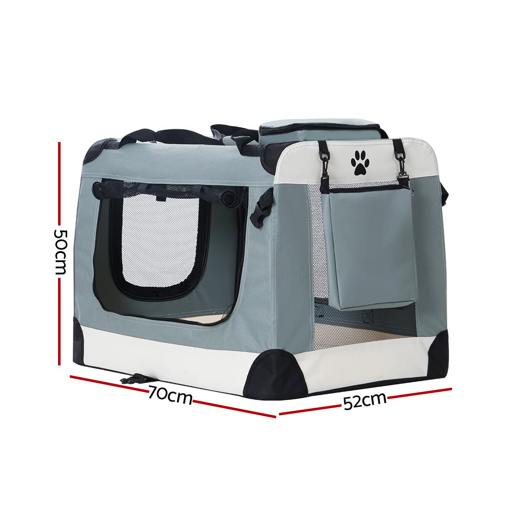 i.Pet Pet Carrier Soft Crate Dog Cat Travel 70x52CM Portable Foldable Car Large i.Pet