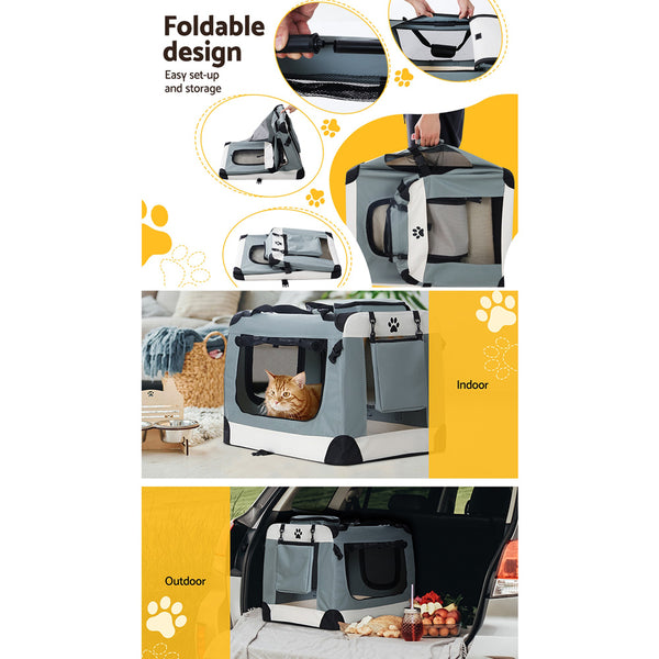 i.Pet Pet Carrier Soft Crate Dog Cat Travel 70x52CM Portable Foldable Car Large i.Pet